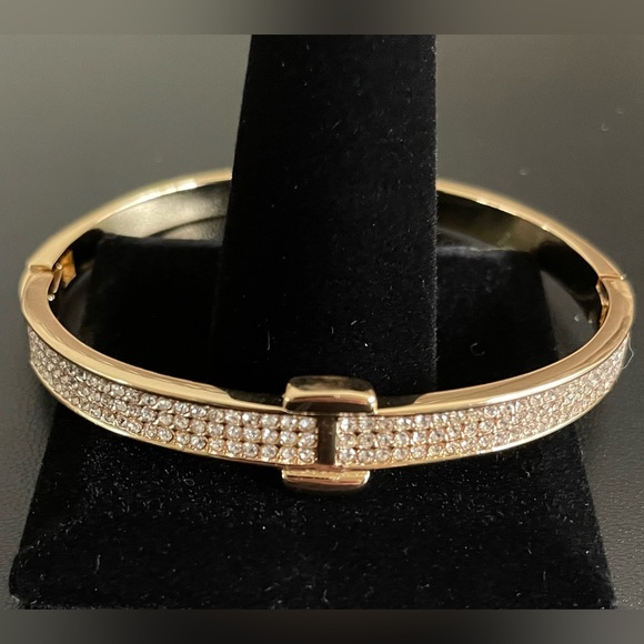 Jewelry - Stunning Gold Tone Bangle with Rhinestones, NWOT!